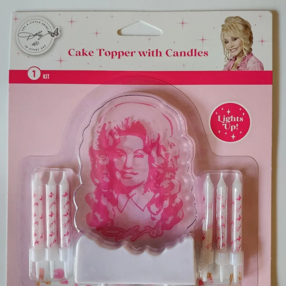 Brand New Dolly Parton Cake Topper Lights up 6 Candles 6 Candle Holders